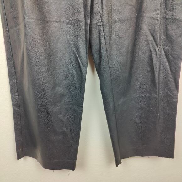 Urban Outfitters Faux‎ Leather Pants Womens 6 Black Wide Leg Baggy High Rise - Picture 4 of 7